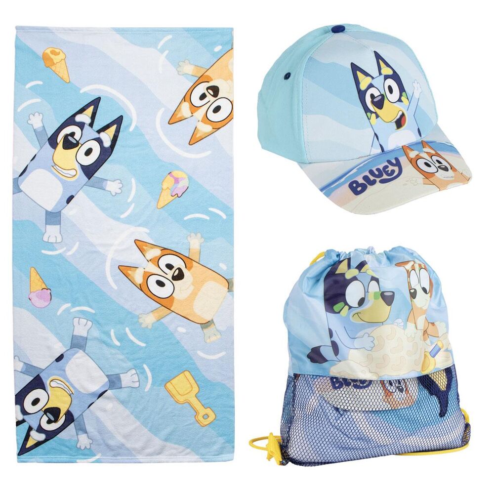 Bluey set towel + bag + cap