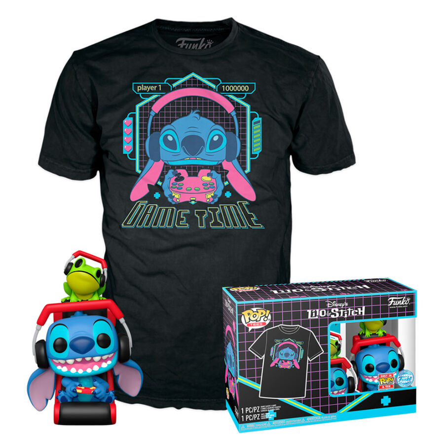 Disney Stitch Gamer Stitch with Frog POP & Tee figure set