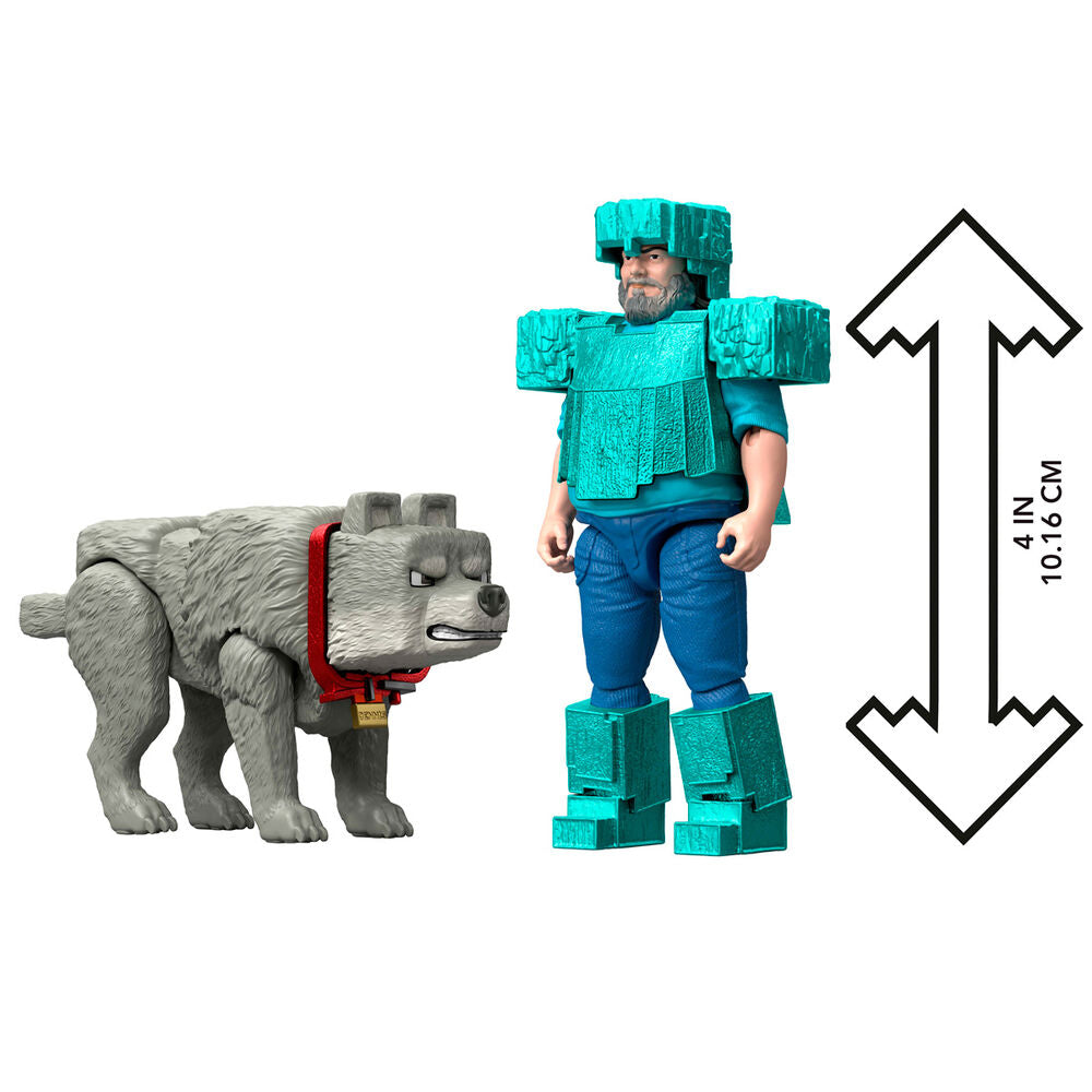 Coffret de 2 figurines Minecraft Le Film Steve et Wolf