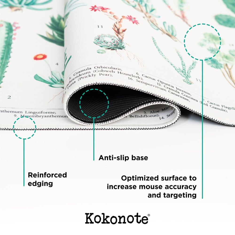 Nerdscape Botanical Cacti Gaming Desk Mat 80x35cm – Waterproof, Anti-Slip Collector’s Figure