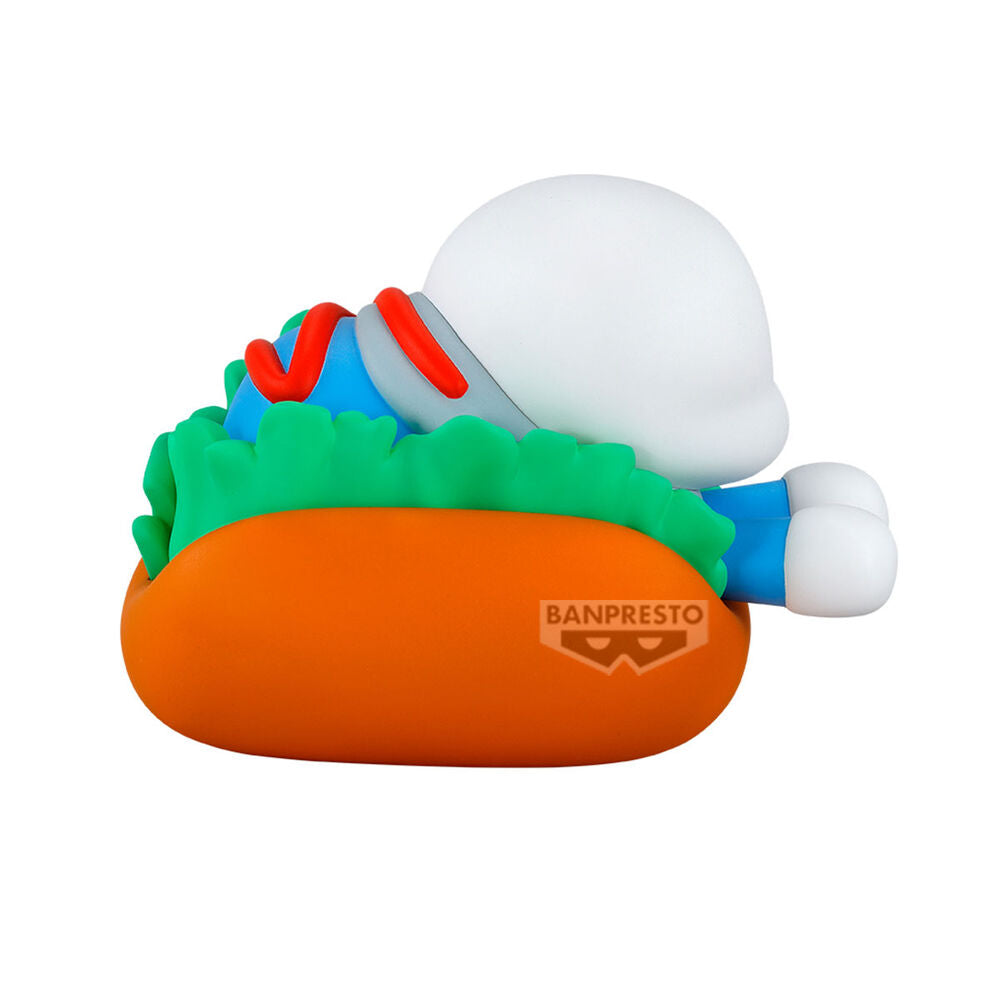 Figurine de 11 cm de diamètre sous la table, sans aliments.