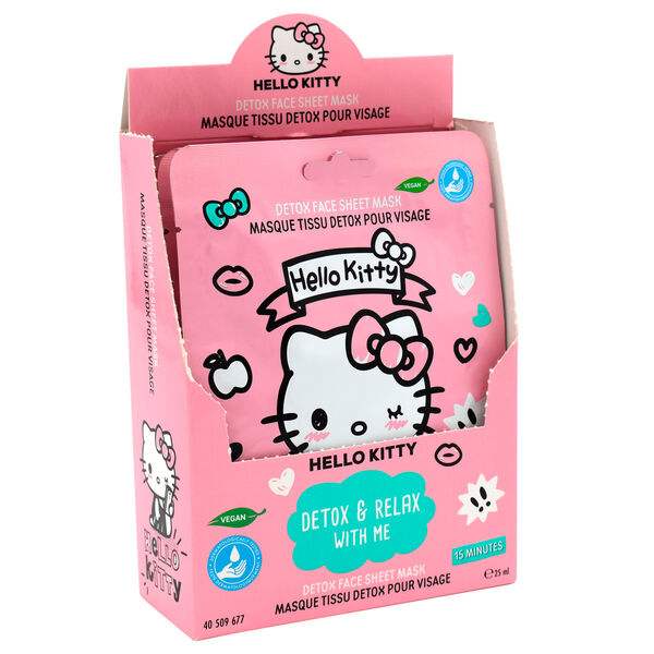 Maschera viso Hello Kitty Detox rosa, confezione carina, cura della pelle Nerdscape