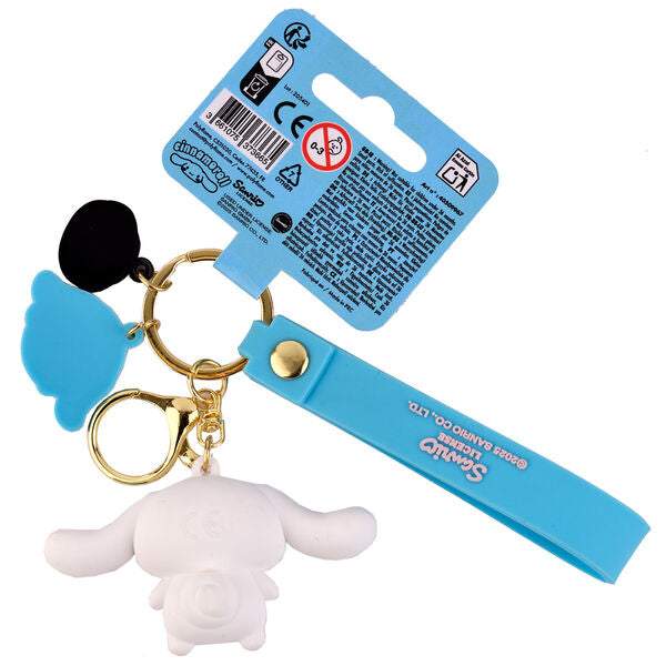 Portachiavi Cinnamoroll Sanrio con ciondolo bianco e cinturino azzurro, gadget Nerdscape