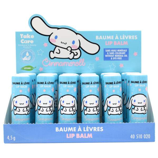 Espositore di burrocacao Cinnamoroll azzurro, tema kawaii, su Nerdscape shop online.