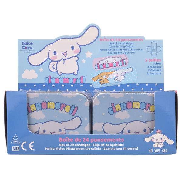 Scatola cerotti Cinnamoroll, design kawaii azzurro, accessorio nerd collezionabile