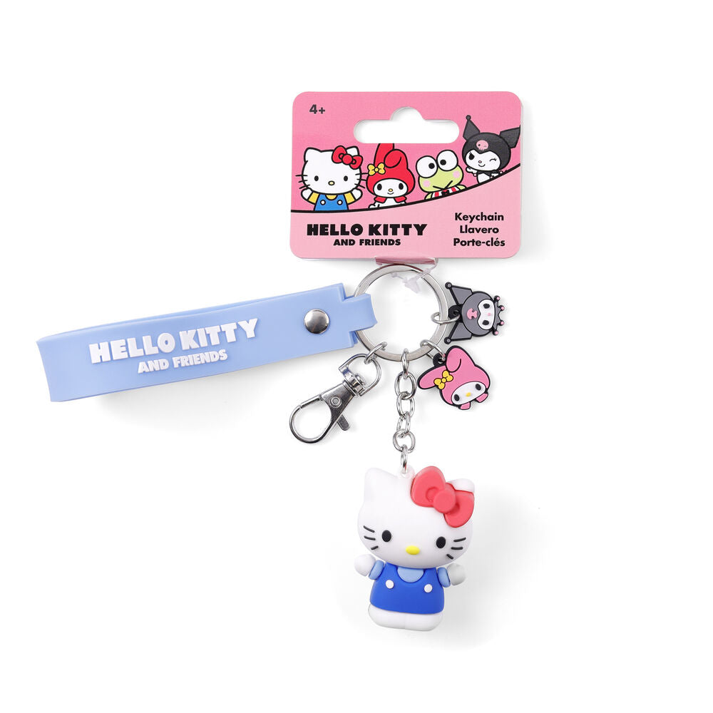 Portachiavi Hello Kitty and Friends con ciondoli personaggi e laccetto azzurro, gadget Nerdscape