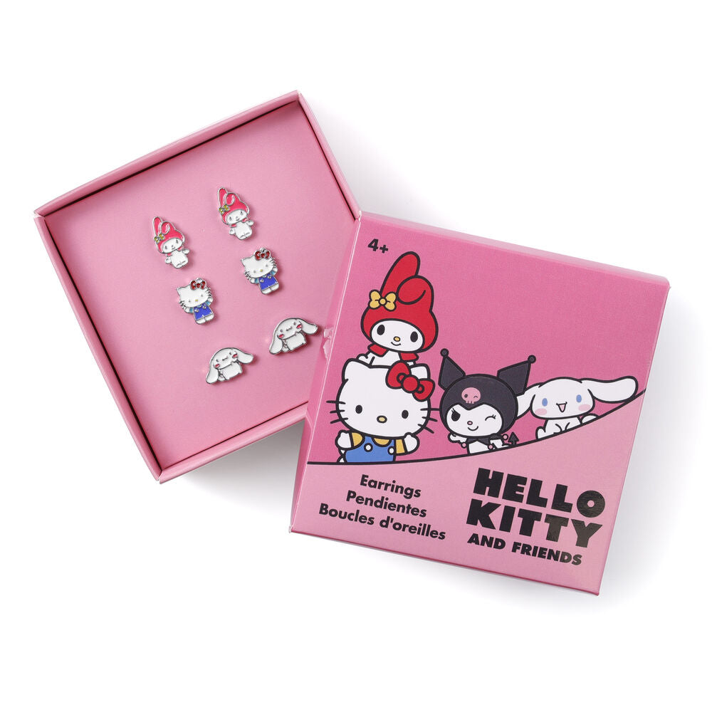 Set di orecchini Hello Kitty e Friends in scatola rosa, regalo kawaii da Nerdscape