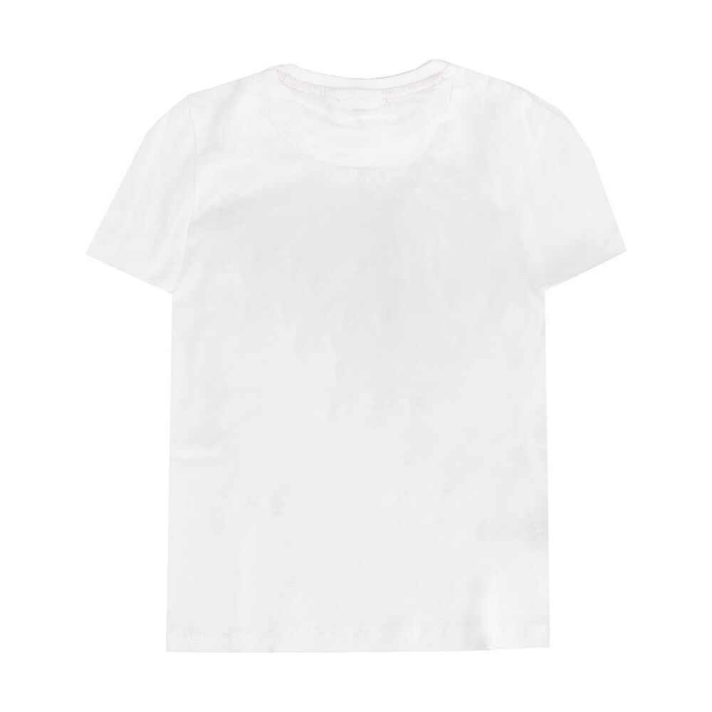 Maglietta bianca basic in cotone, maniche corte, sfondo bianco, Nerdscape shop