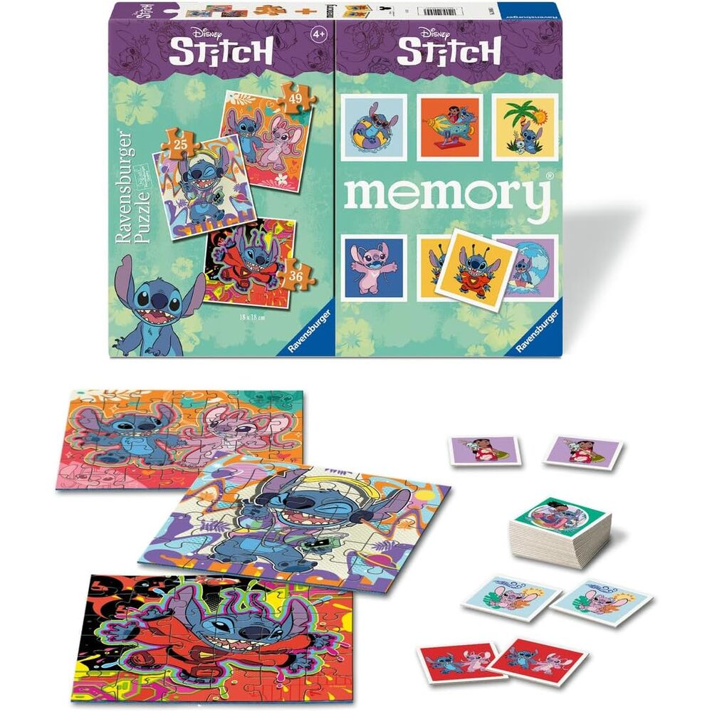 Disney Stitch 3 puzzles + memory multipack
