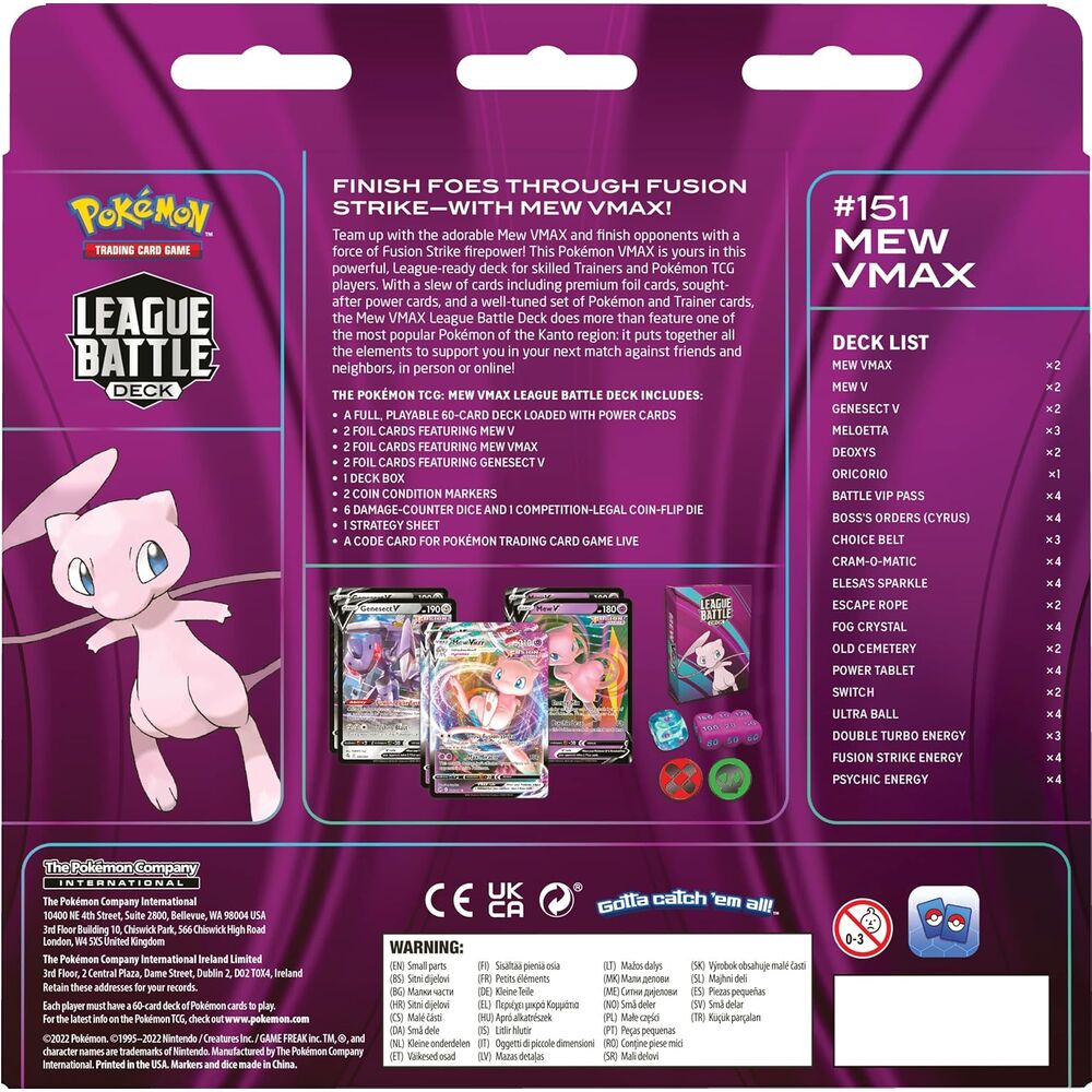 Deck de cartes à collectionner Pokémon Mew VMax en anglais