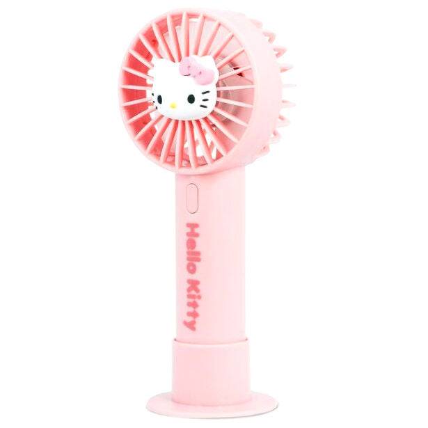 Ventilatore portatile rosa Hello Kitty su sfondo bianco, gadget Nerdscape