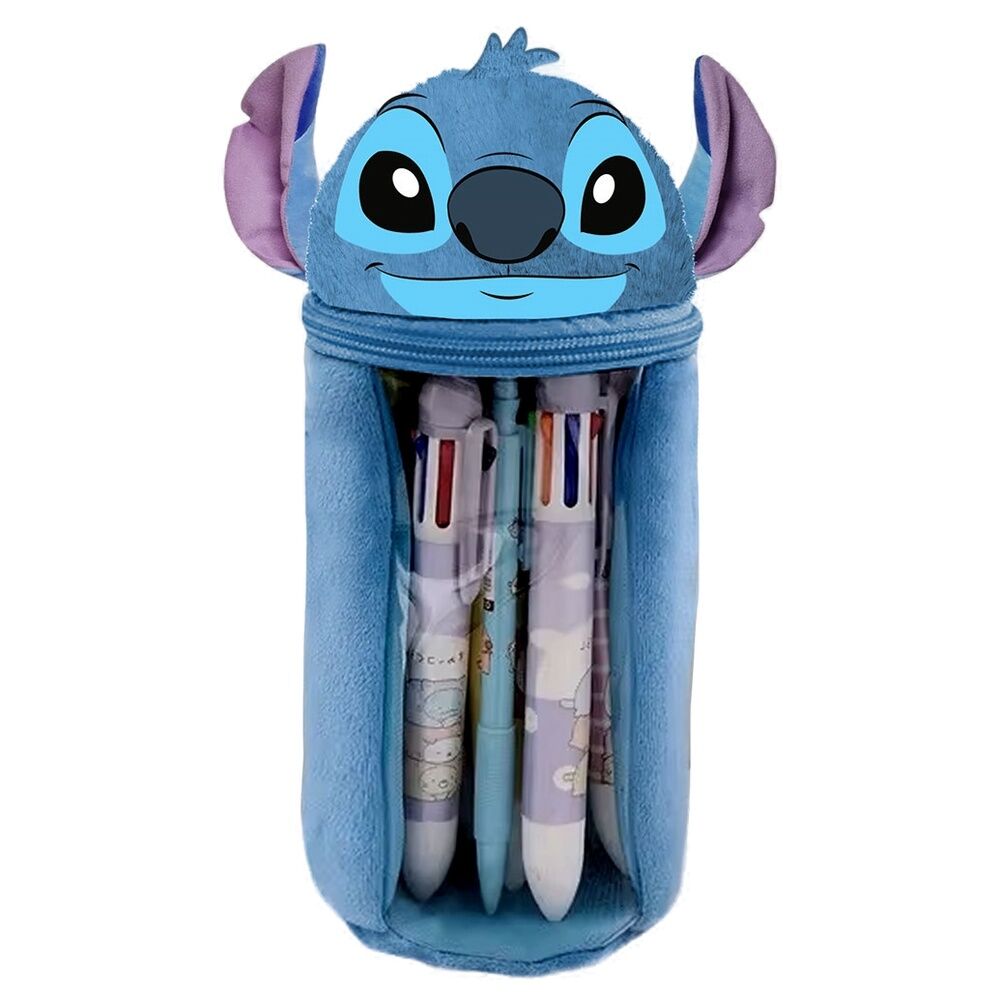 Trousse à crayons Disney Stitch en peluche en forme de cœur