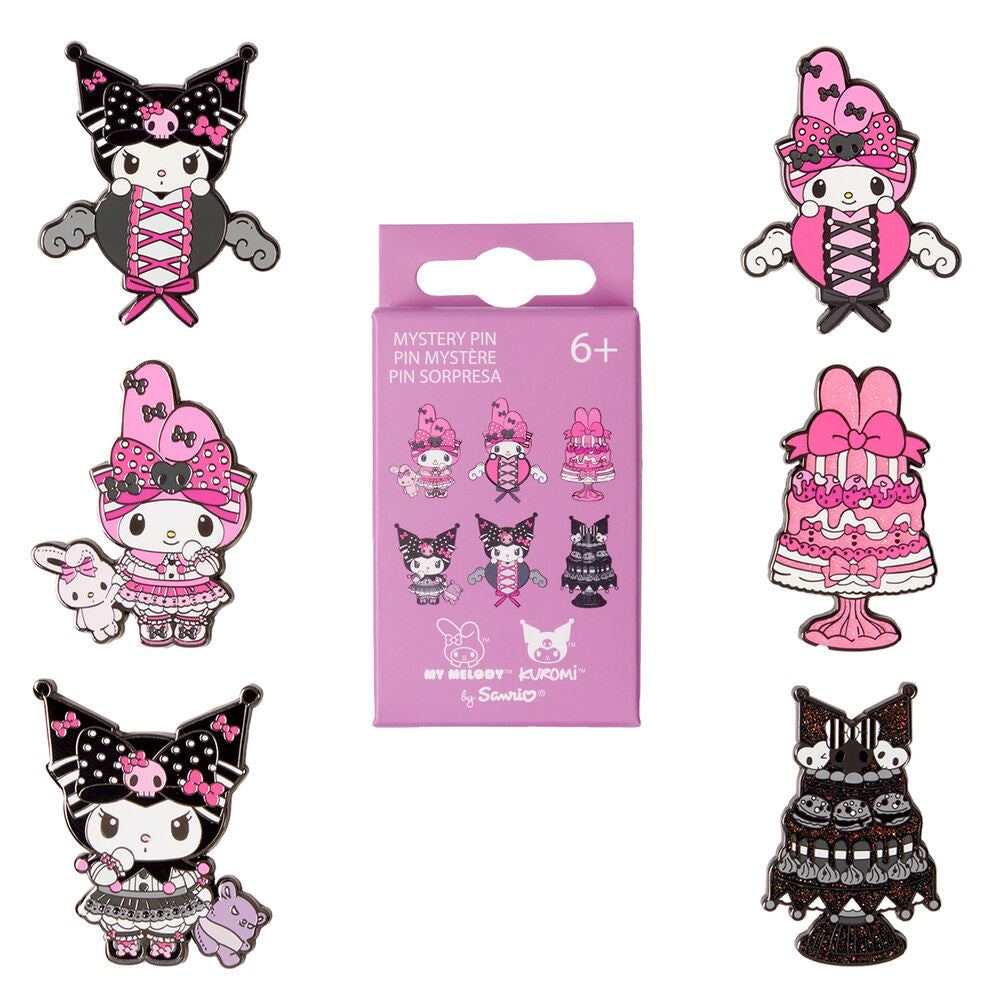 Pins émaillés Loungefly Sanrio My Melody et Kuromi (boîte surprise assortie)