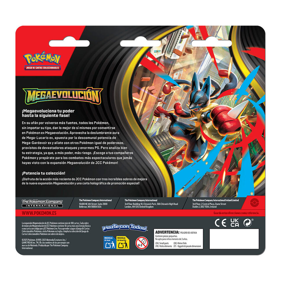 Spanish Pokemon Mega Evolution Blister collectable card game 3 booster packs