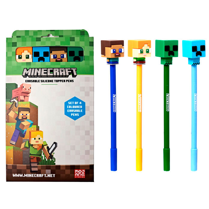 Minecraft set of 4 colored erasable pens