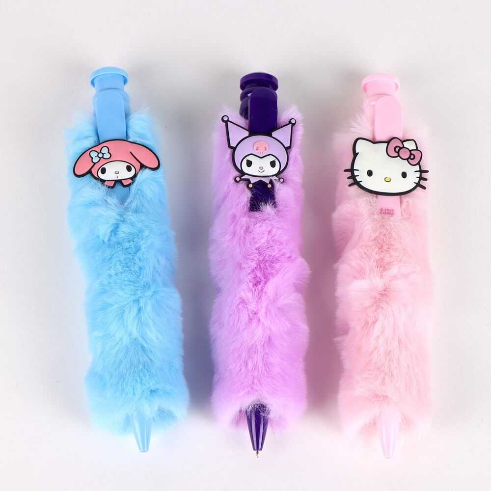 Penna peluche blu, viola e rosa con personaggi kawaii su Nerdscape, idea regalo scuola