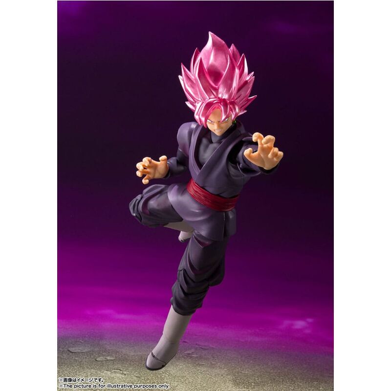 Figurine SH Figuarts Goku Black Super Saiyan Rosé de Dragon Ball Super, 14 cm