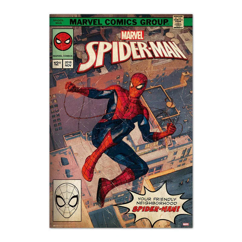 Marvel Spiderman Poster Comic 91,5x61cm su Carta Glossy 150gr - Figura da Collezione Nerdscape