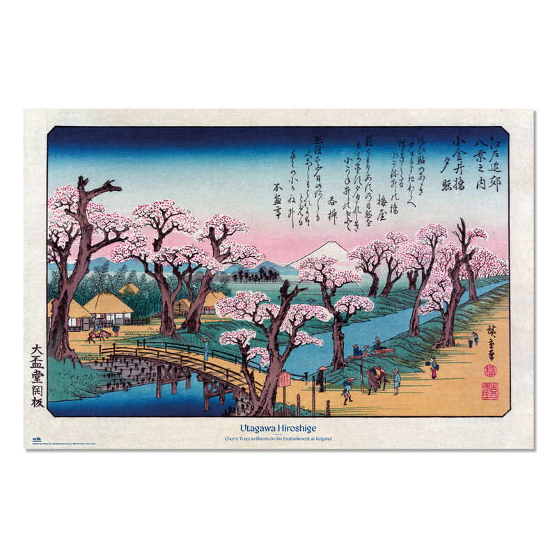 Cerisiers en fleurs sur les quais de Koganei Hiroshige (affiche)