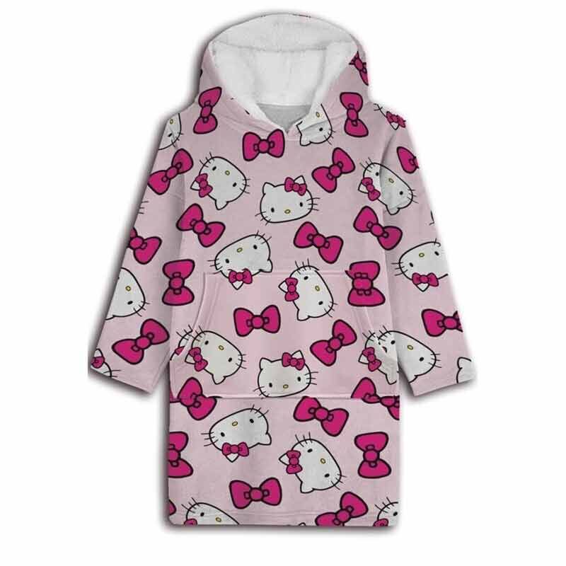 Sweat-shirt/manteau oversize Hello Kitty corail pour adulte