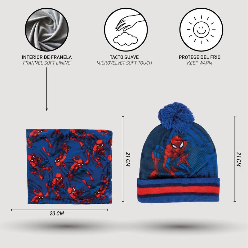 Ensemble hiver Marvel Spiderman comprenant un bonnet snood et des gants