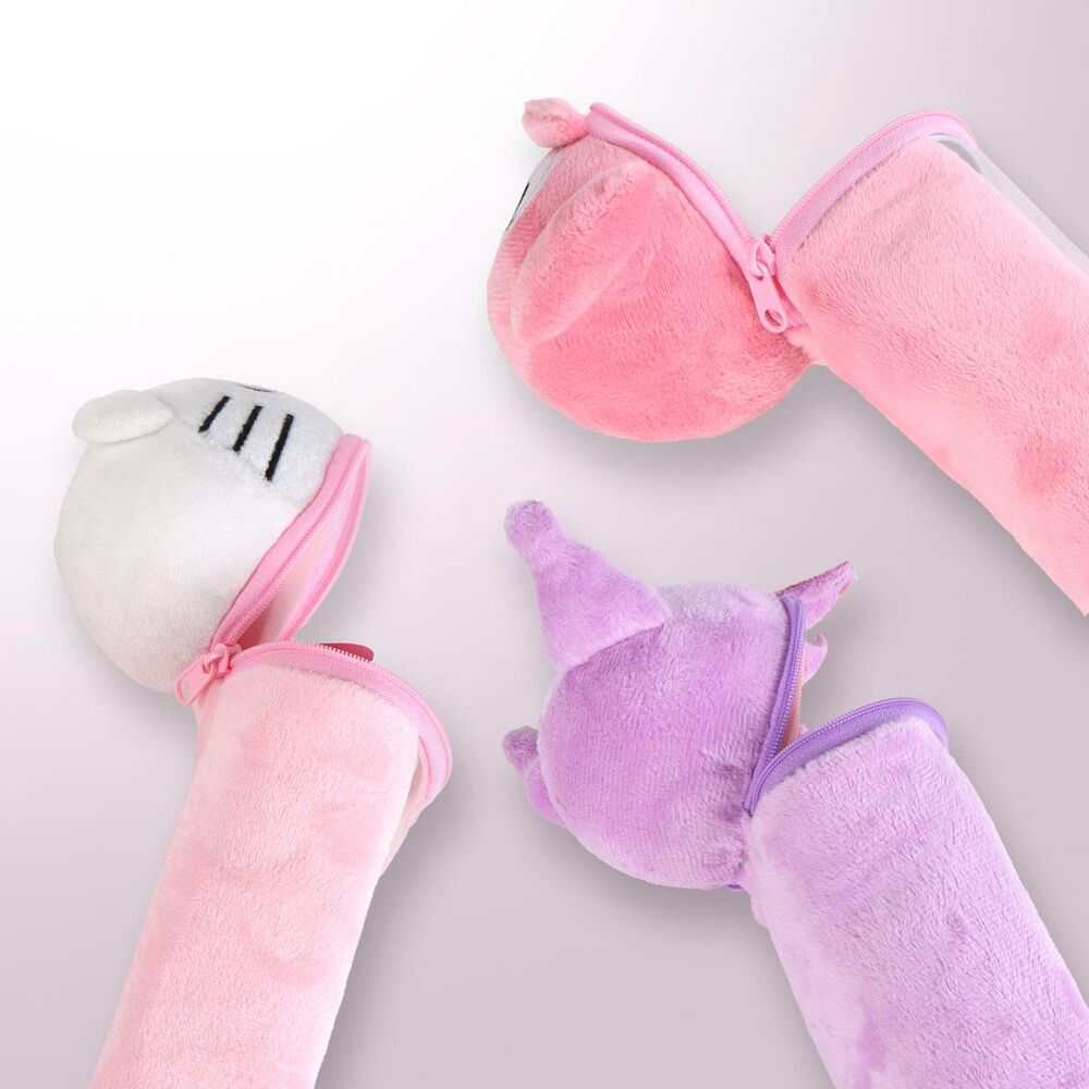 Astucci peluche kawaii rosa, bianco e viola Nerdscape, perfetti per accessori scuola nerd