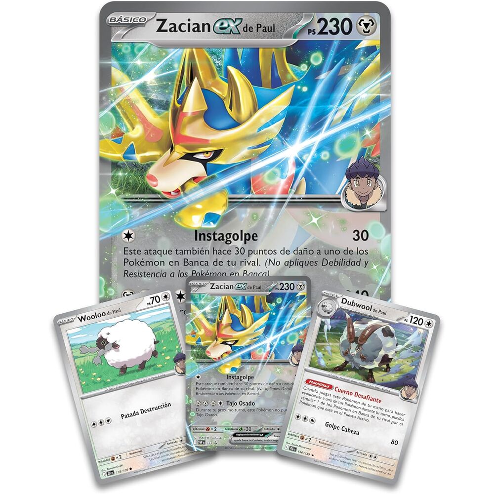 Spanish Pokemon Zacian Ex de Paul Blister set of collectible cards