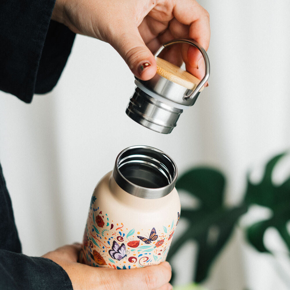 Frida Kahlo Bottiglia Acciaio Inox 500ml con Tappo Ermetico e Manico - Nerdscape