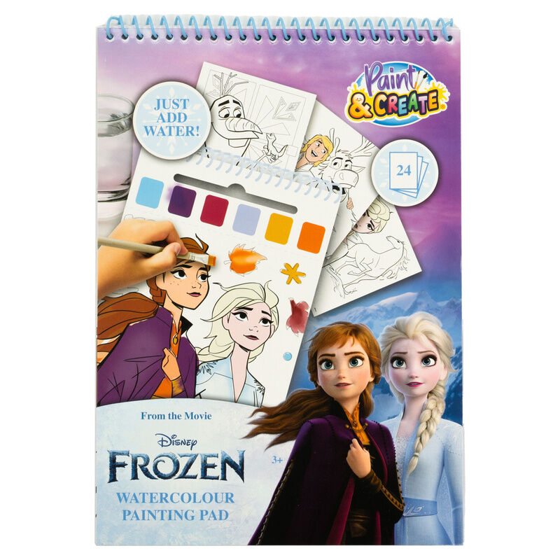 Disney Frozen Sketchbook + watercolors and paintbrush