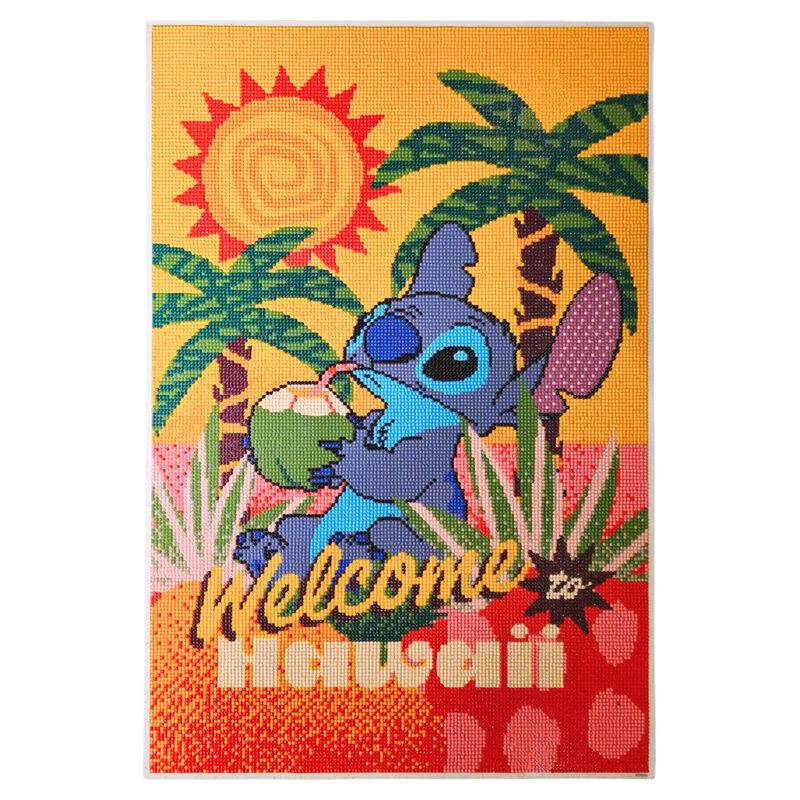 Mosaico Stitch con cocco, palme e scritta Welcome Hawaii, prodotto Nerdscape