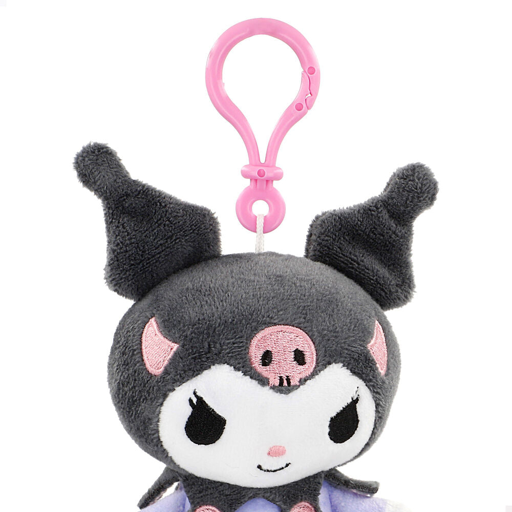 Portachiavi peluche Kuromi kawaii nero e rosa, accessorio nerd su Nerdscape