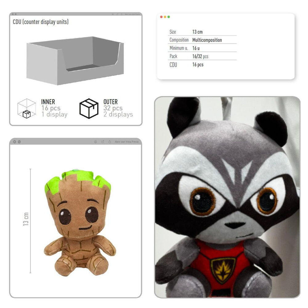 Porte-clés en peluche Marvel assorti