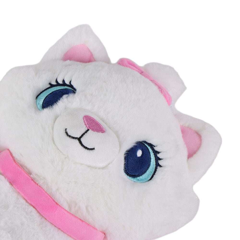 Peluches Nerdscape: gatto bianco con occhi blu e dettagli rosa, accessorio per nerd