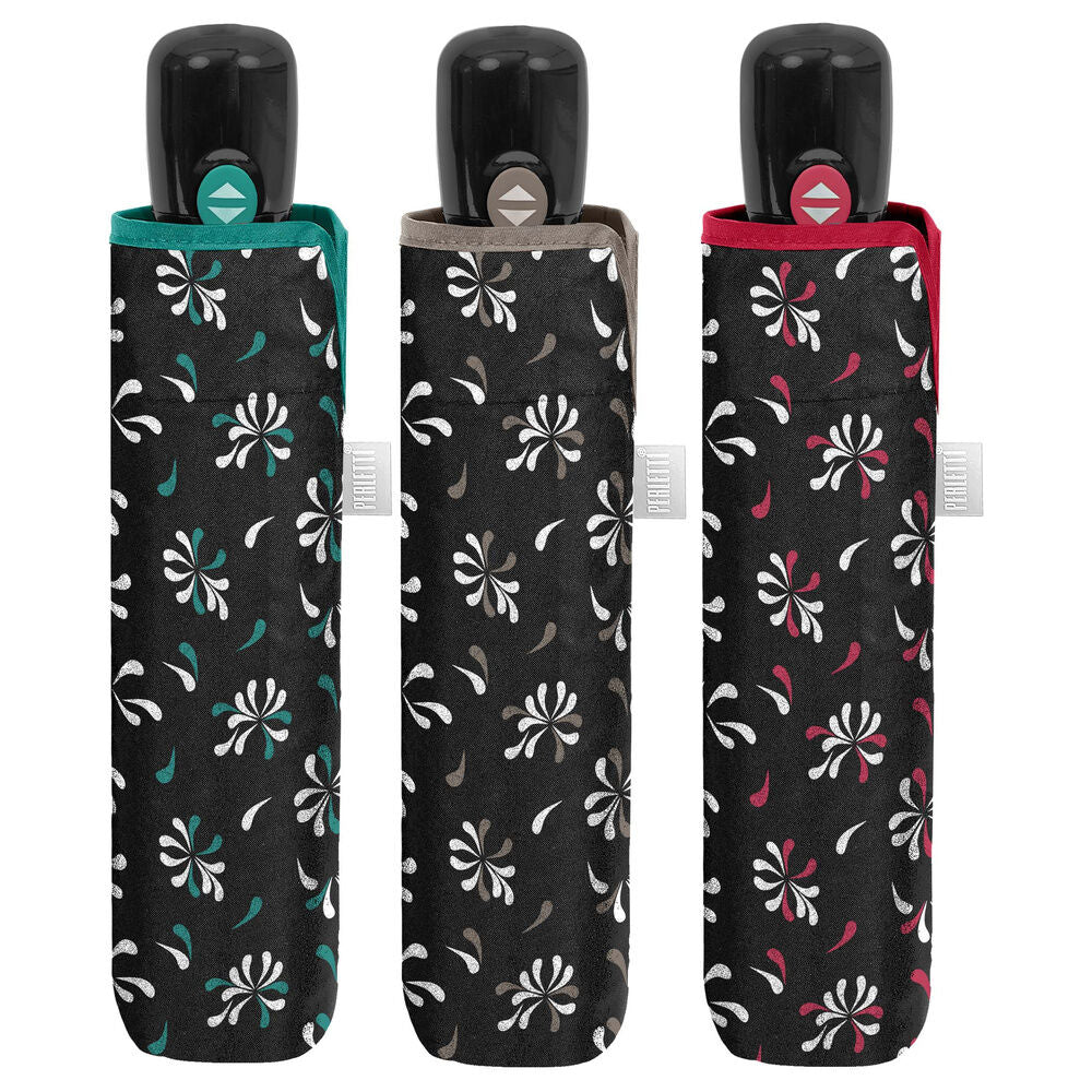 Automatic folding black print leopard umbrella assorted 54cm