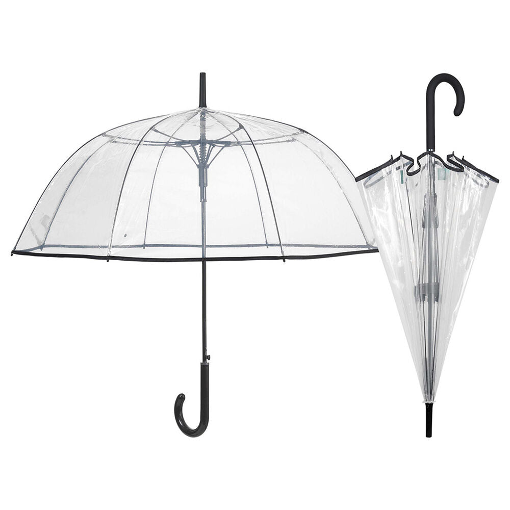 Parapluie automatique à bordure noire transparente assortie, 61 cm