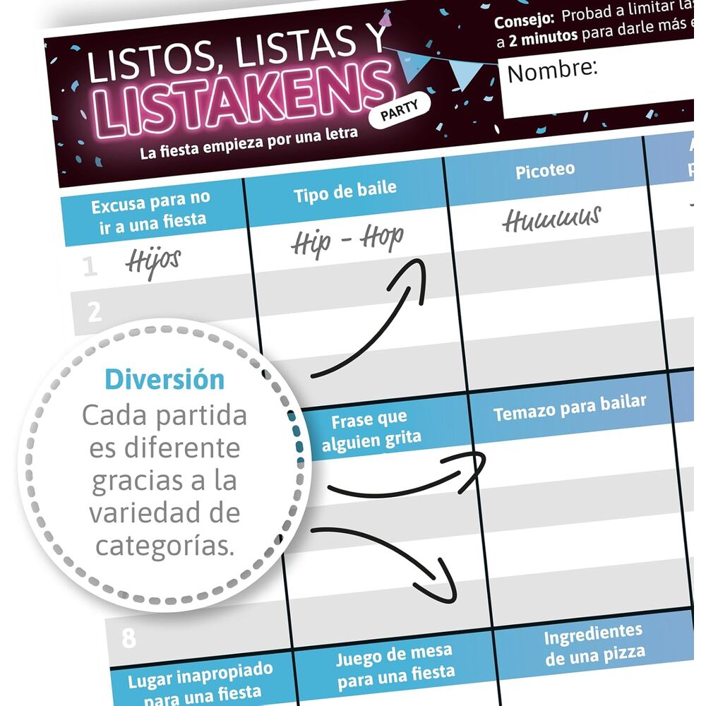 Spanish Listos Listas y Listakens Party board game