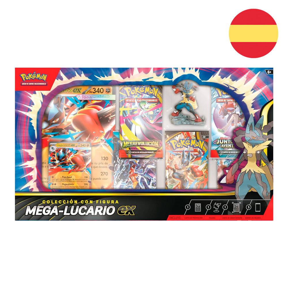 Spanish Pokemon Mega Lucario Ex Blister set collectible cards