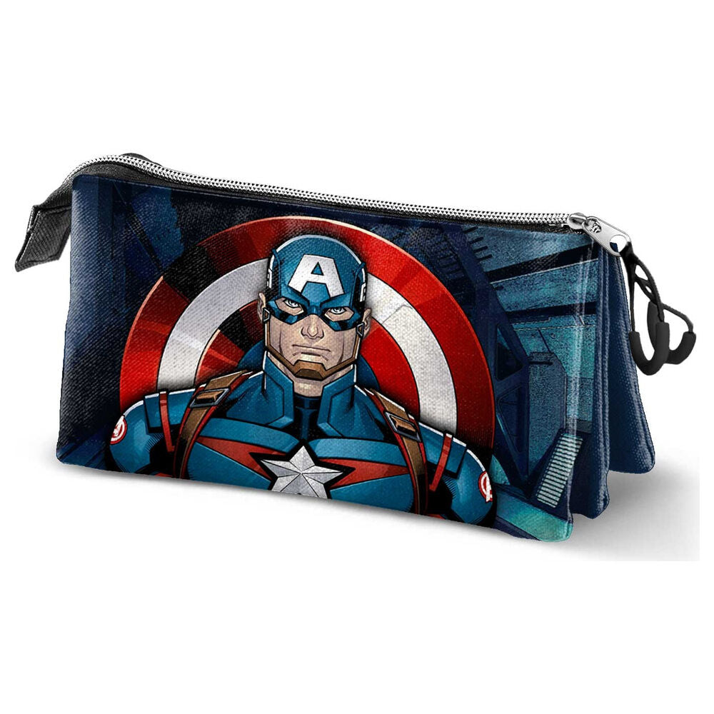 Trousse triple pour crayons Marvel Captain America