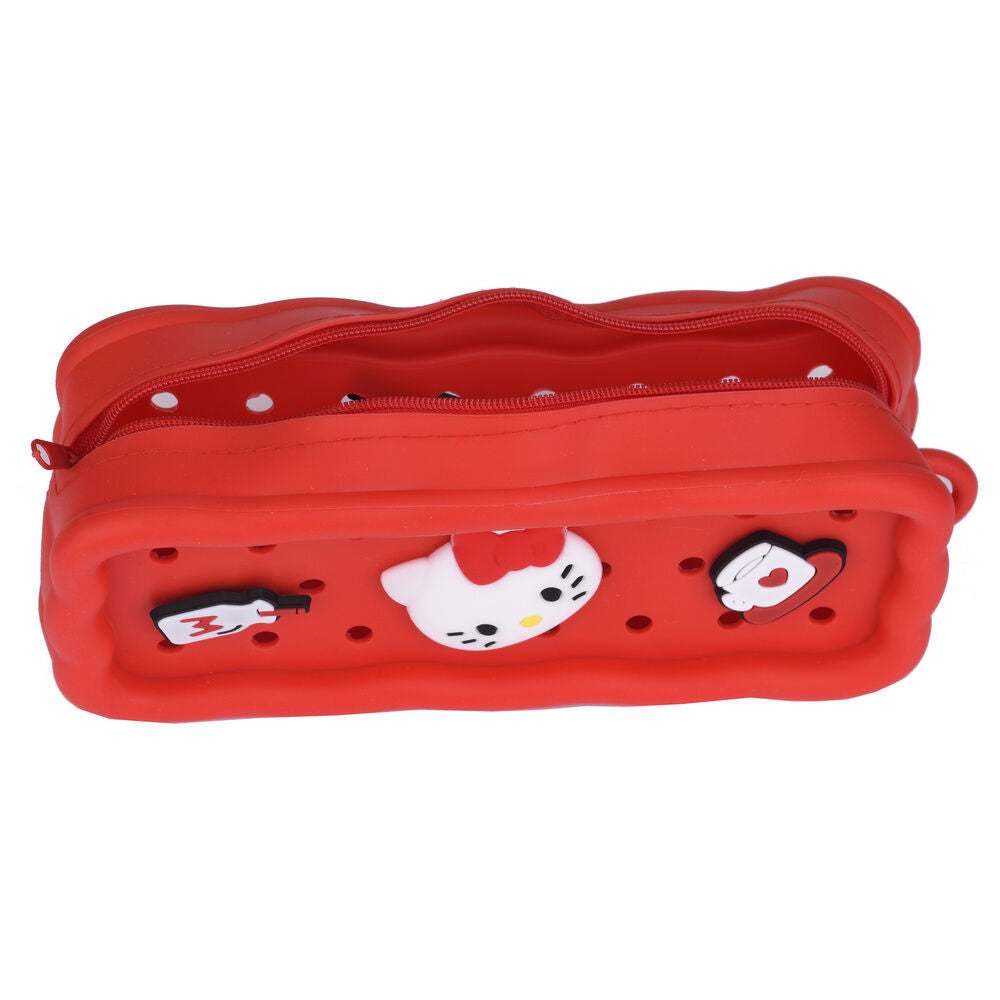 Astuccio rosso in silicone con decorazioni in stile kawaii, ideale per accessori Nerdscape.