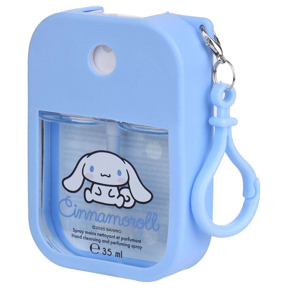 Spray detergente mani Cinnamoroll Sanrio azzurro con portachiavi, gadget Nerdscape