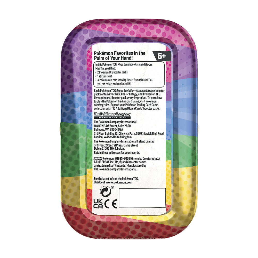 Jeu de cartes miniatures en boîte métallique Pokémon Ascended Heroes (version espagnole)