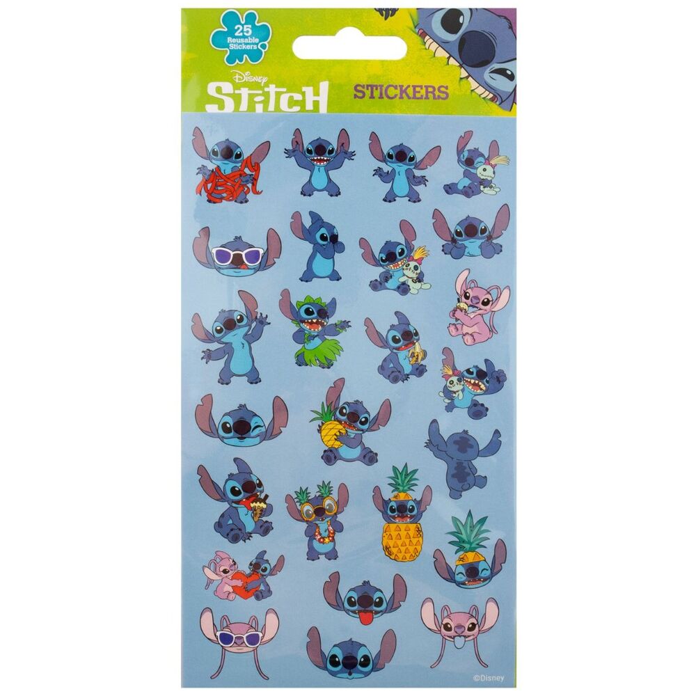 Autocollants réutilisables Disney Stitch (25 pièces)