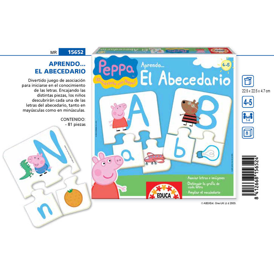Jeu d'apprentissage de l'alphabet Peppa Pig en espagnol