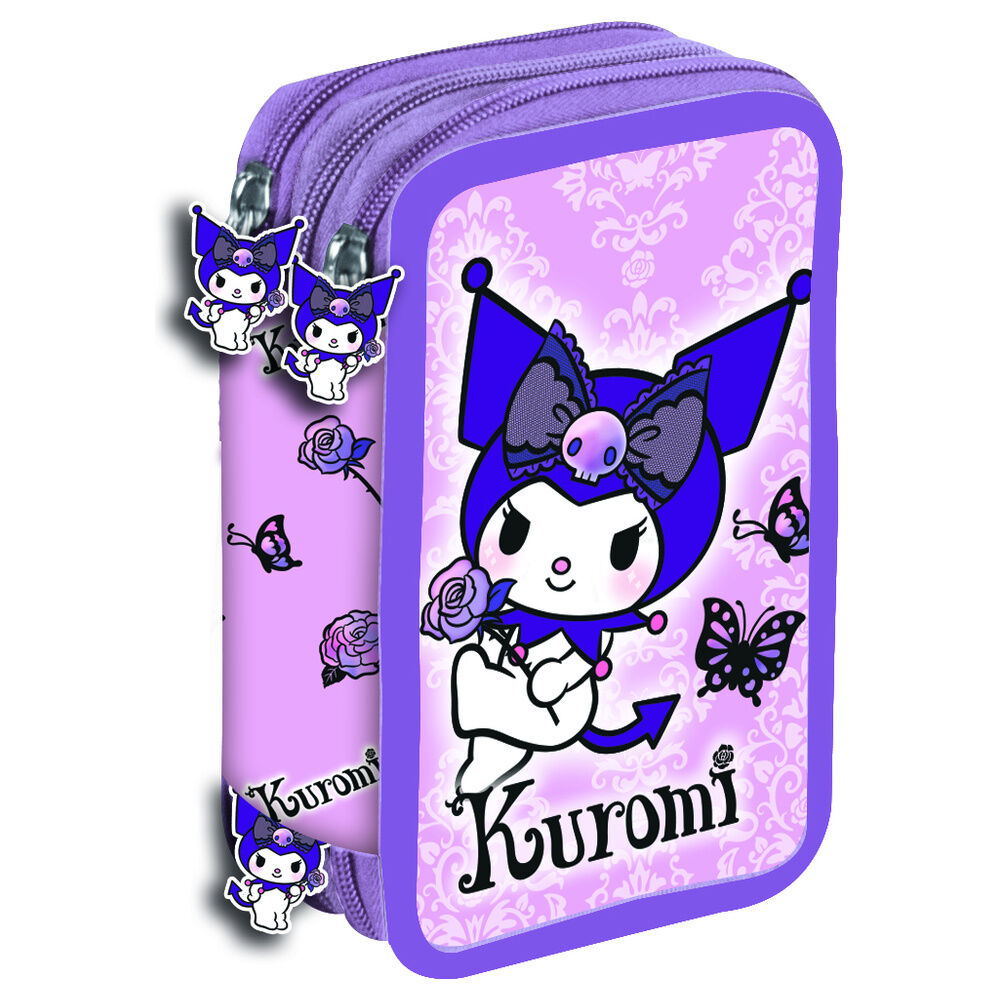 Hello Kitty Kuromi Purple triple pencil case