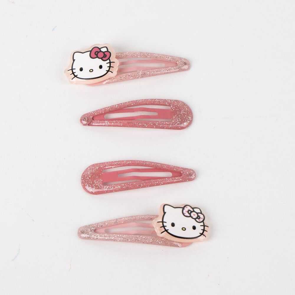 Set di quattro mollette rosa glitterate Nerdscape, due con decoro gatto kawaii.