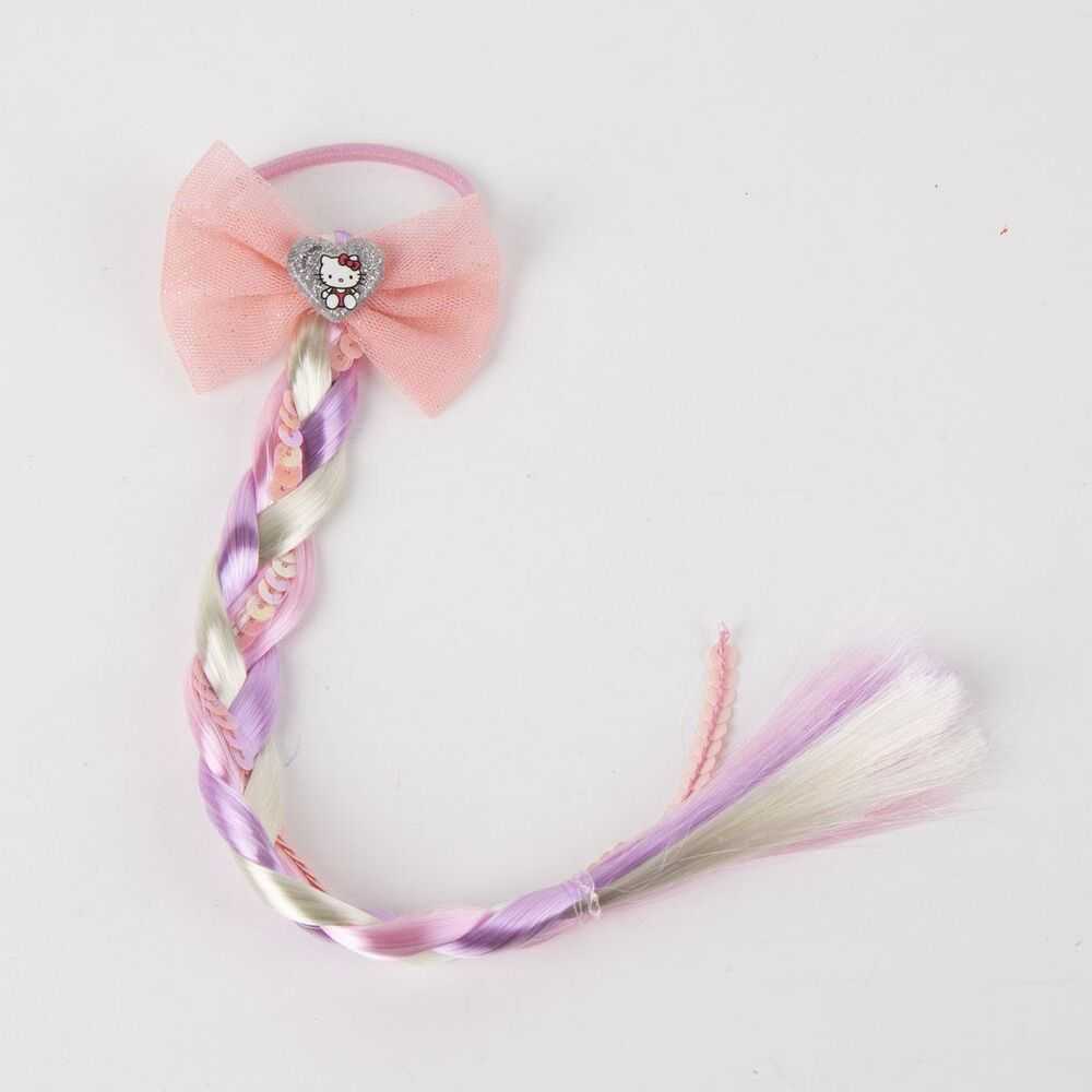 Fermaglio per capelli Nerdscape con treccia lilla e rosa, fiocco rosa e cuore glitter.