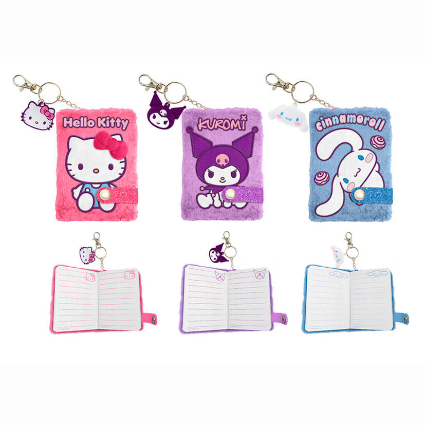 Carnet en peluche A7 Hello Kitty et ses amis assortis