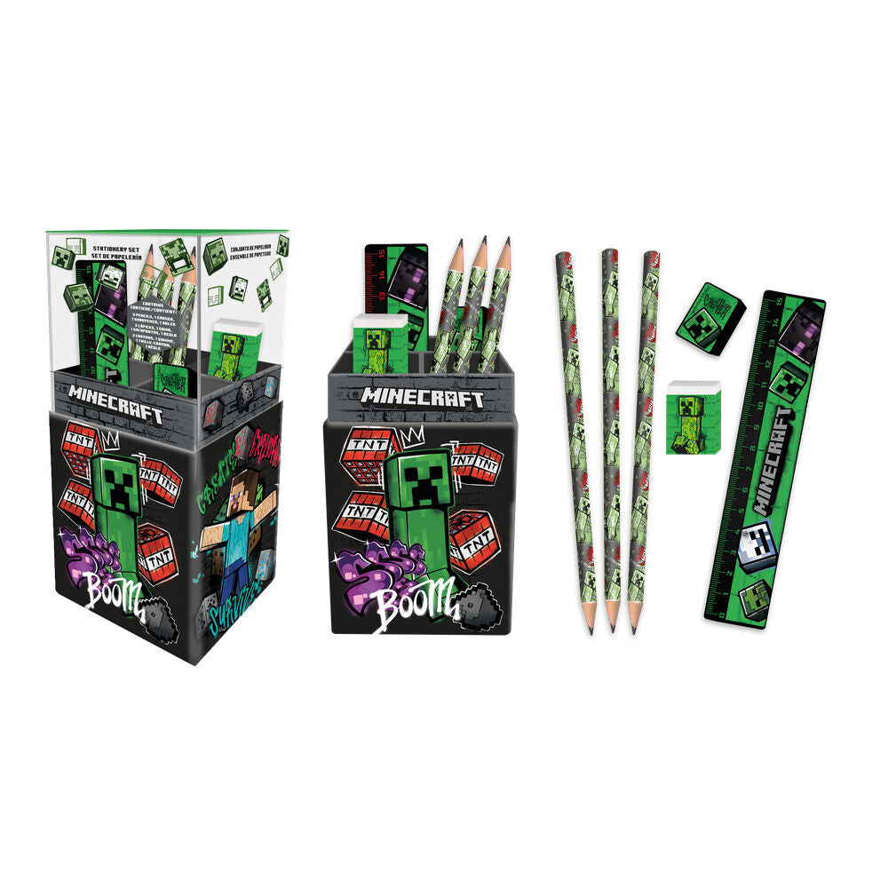 Ensemble de papeterie Minecraft avec porte-crayons
