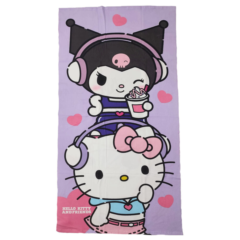 Hello Kitty Kuromi microfibre beach towel