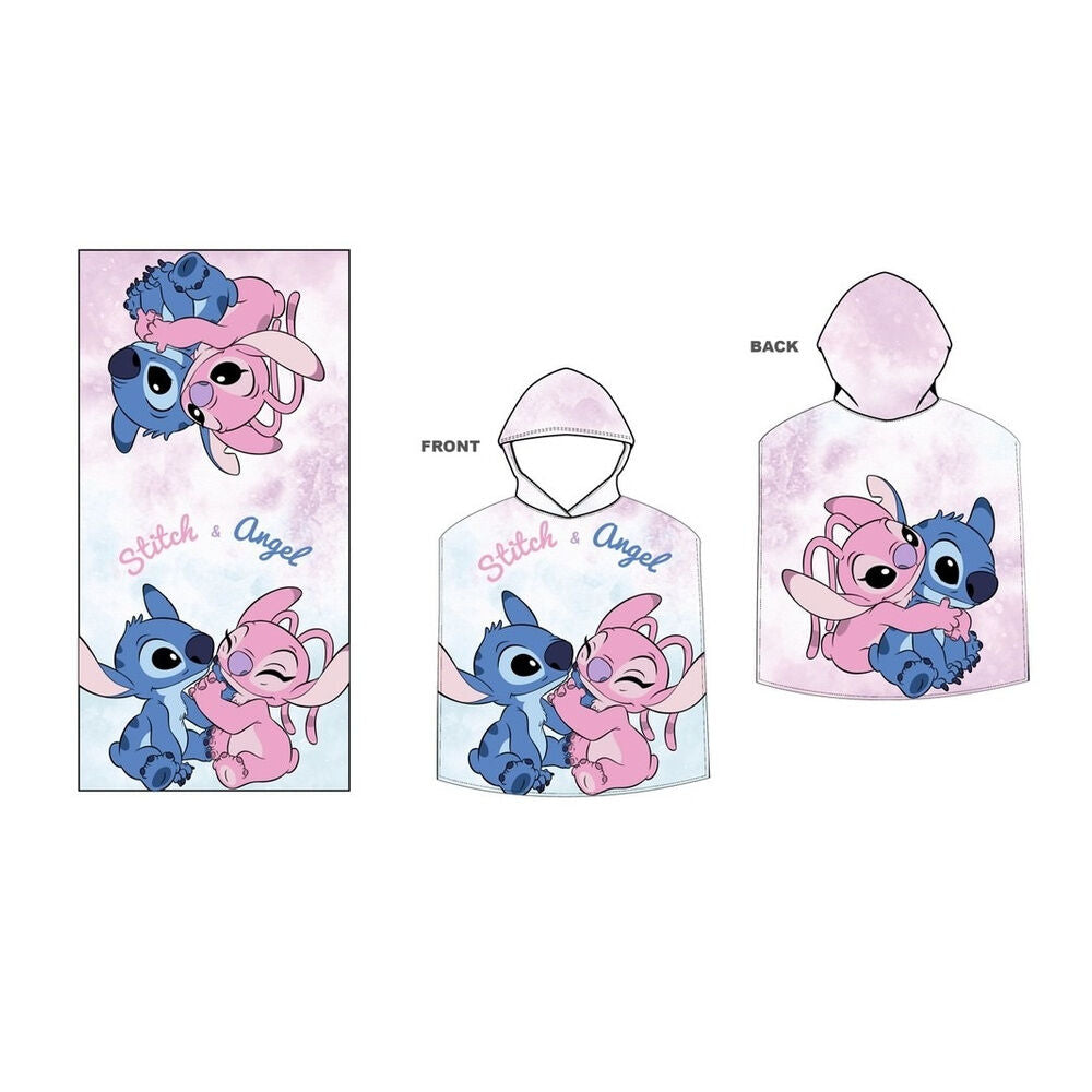 Disney Stitch & Angel microfibre poncho towel